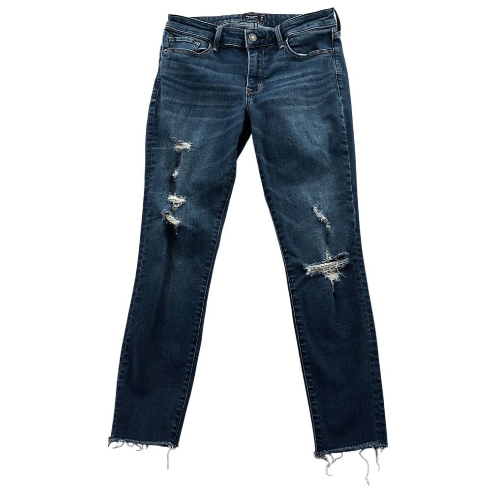 Abercrombie & Fitch Womens Harper Ankle Jeans Size 26/2 Distressed Frayed Hem